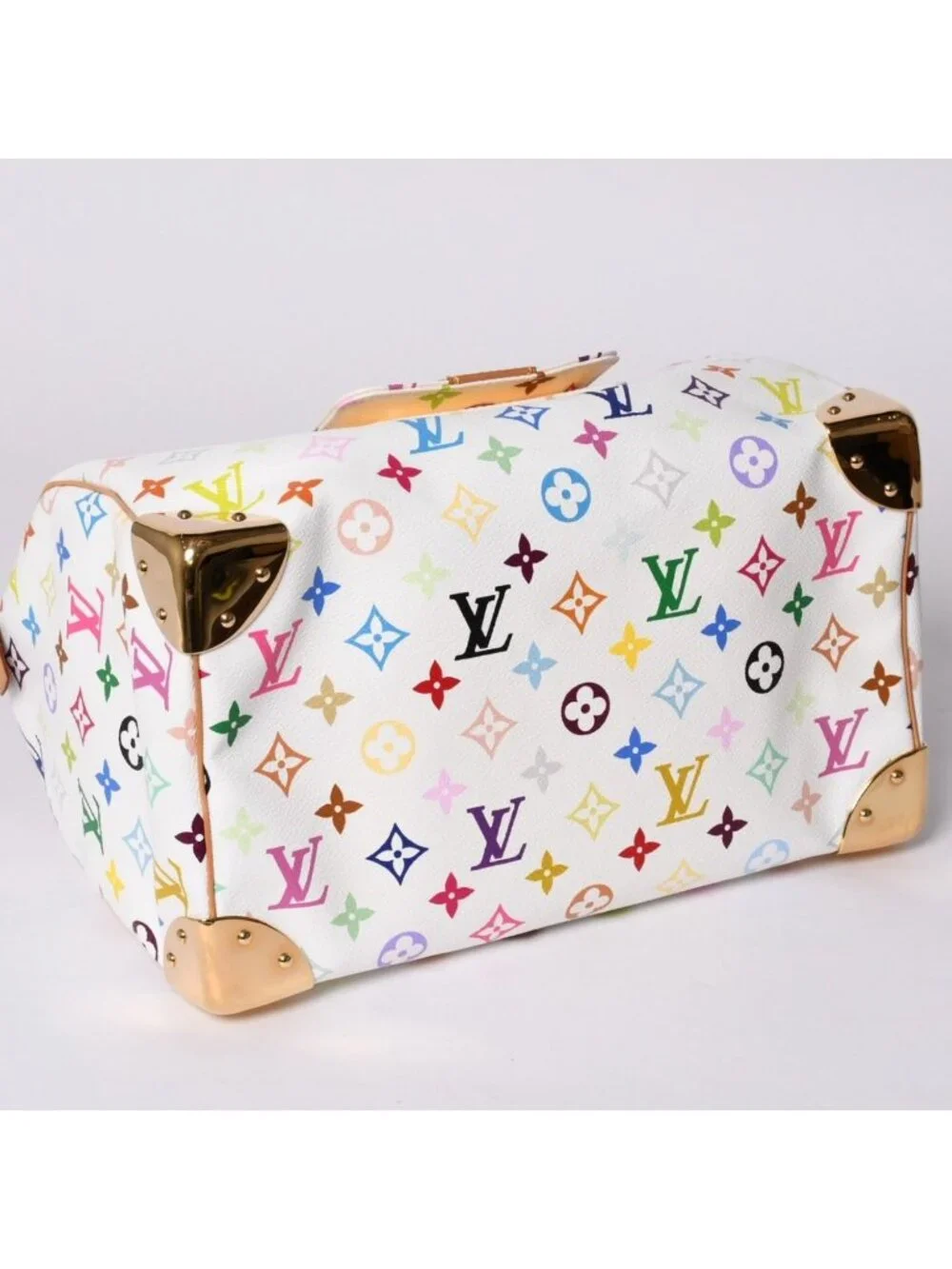 Louis Vuitton Speedy 30 Handbag Monogram Multicolor Takashi Murakami White